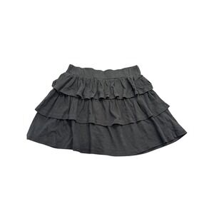 Basic House Black Tiered Ruffle Mini Skirt Elastic Waist Size Large